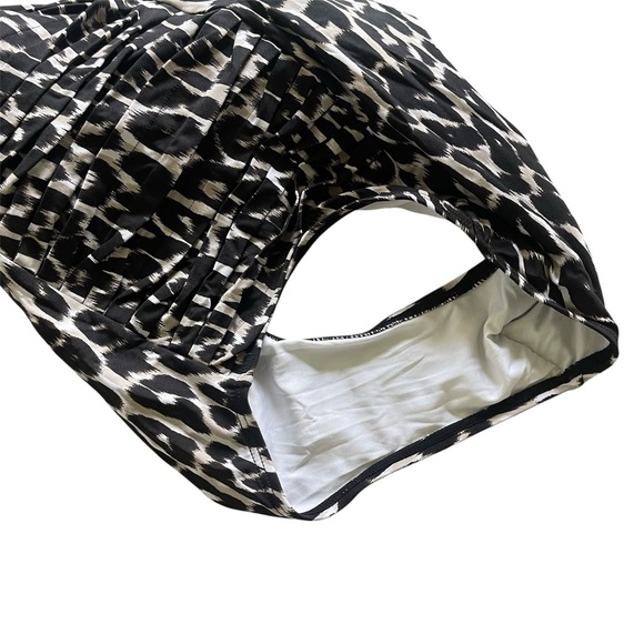 Calvin Klein Leopard Print Halter One Piece Swimsuit Ruched Side Panels - Picture 8 of 8